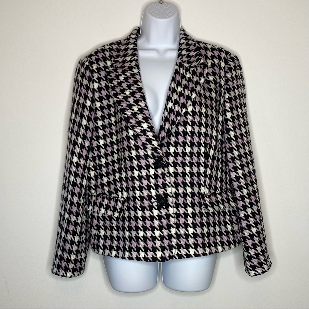 Sag Harbor Petite Lavender Houndstooth Blazer